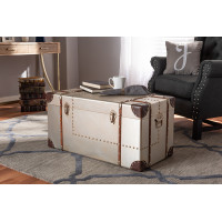 Baxton Studio NCC2802M-Silver-Trunk Bechet French Industrial Silver Metal Storage Trunk